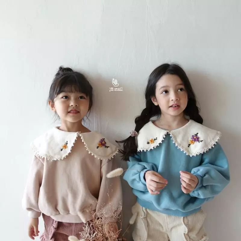 JM Snail - Korean Children Fashion - #childofig - Flower Embroidery Tee - 7