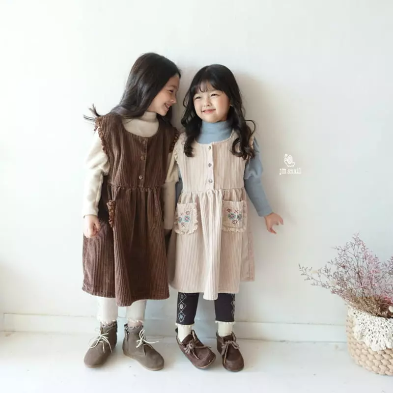 JM Snail - Korean Children Fashion - #childofig - Pocket Embroidery One-piece - 5