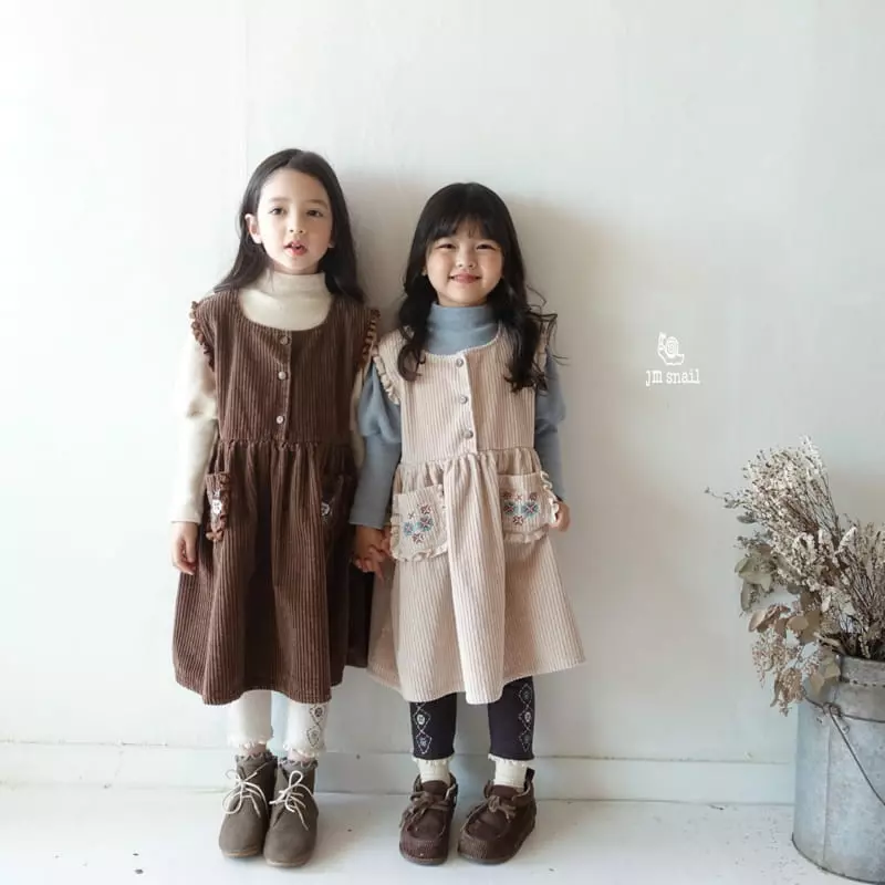 JM Snail - Korean Children Fashion - #designkidswear - Pocket Embroidery One-piece - 7
