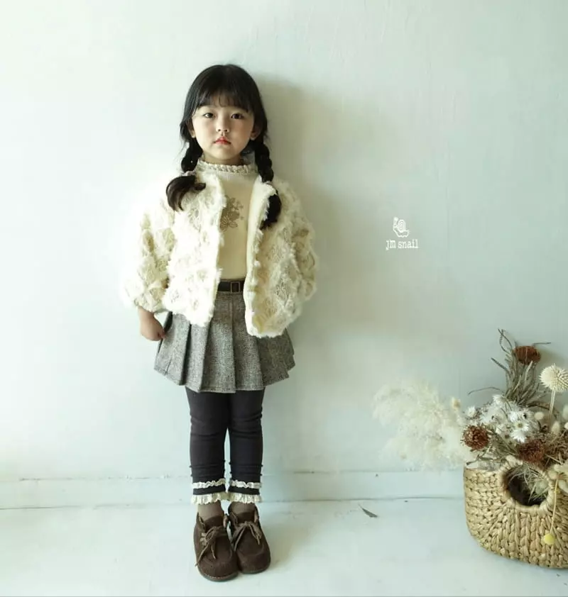 JM Snail - Korean Children Fashion - #designkidswear - Herringbone Wrinkle Skirt - 2