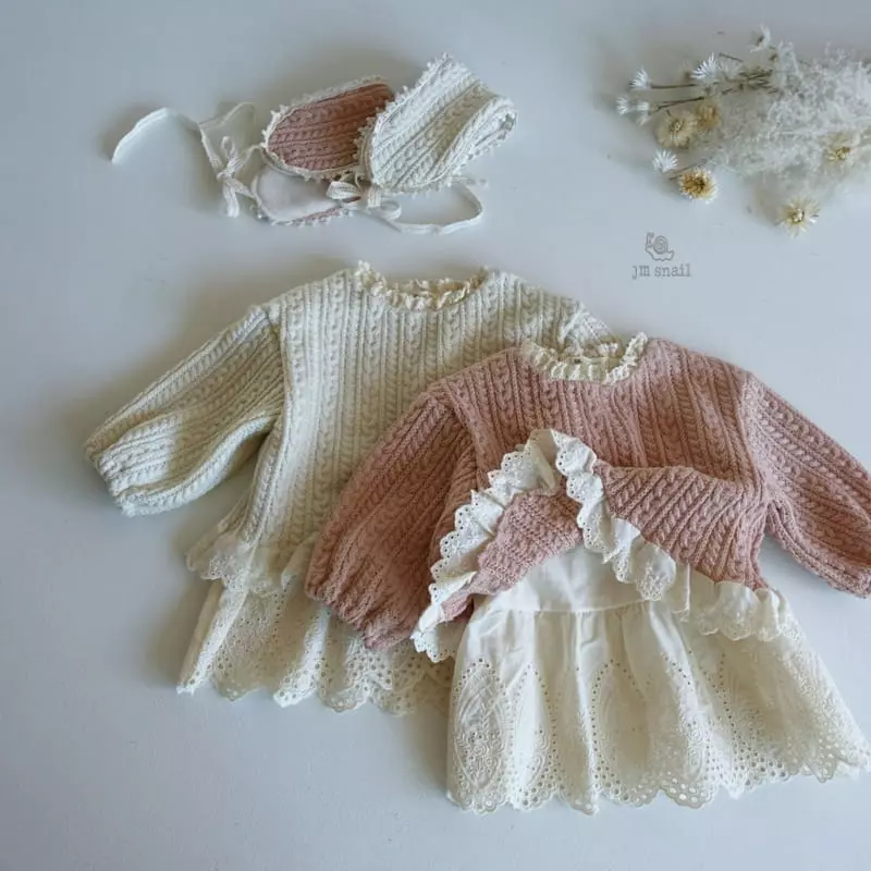 JM Snail - Korean Children Fashion - #discoveringself - Twist Knit Lace Long Tee - 7