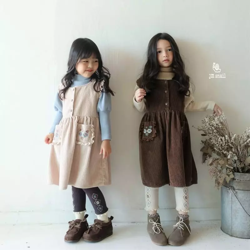 JM Snail - Korean Children Fashion - #discoveringself - Pocket Embroidery One-piece - 8