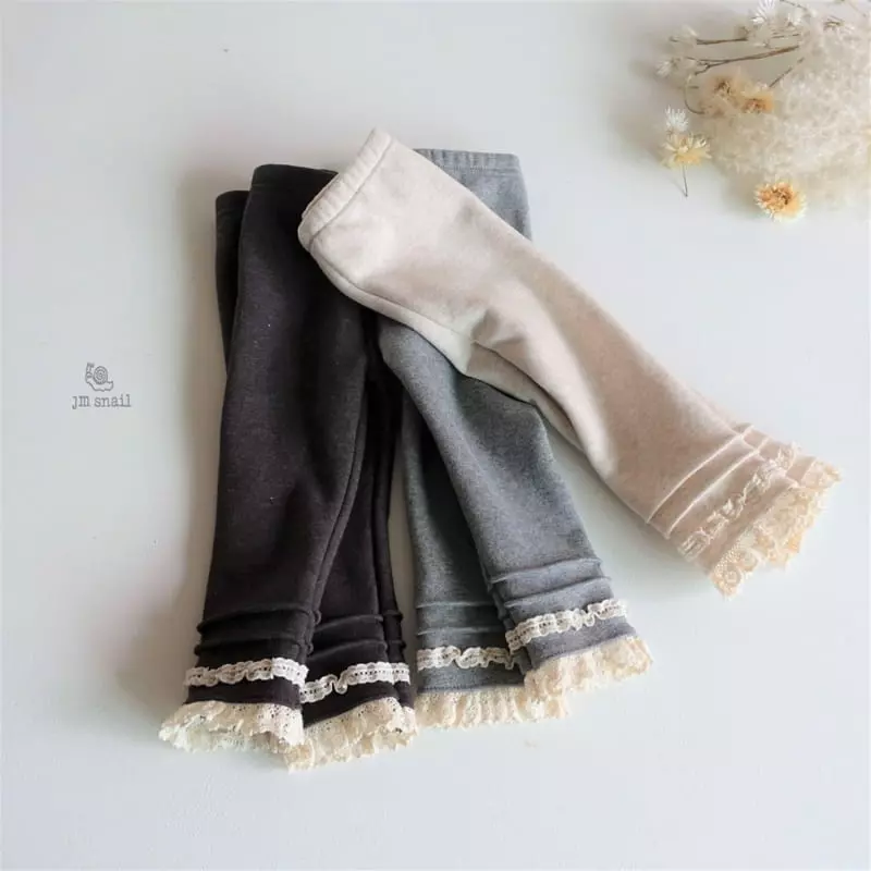 JM Snail - Korean Children Fashion - #designkidswear - Pintuck Lace Leggings - 4