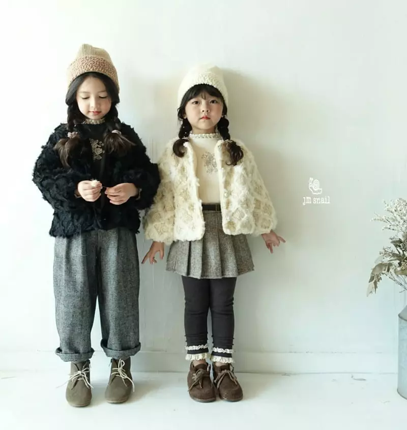 JM Snail - Korean Children Fashion - #discoveringself - Herringbone Wrinkle Skirt - 3