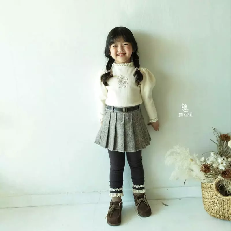 JM Snail - Korean Children Fashion - #kidzfashiontrend - Herringbone Wrinkle Skirt - 7