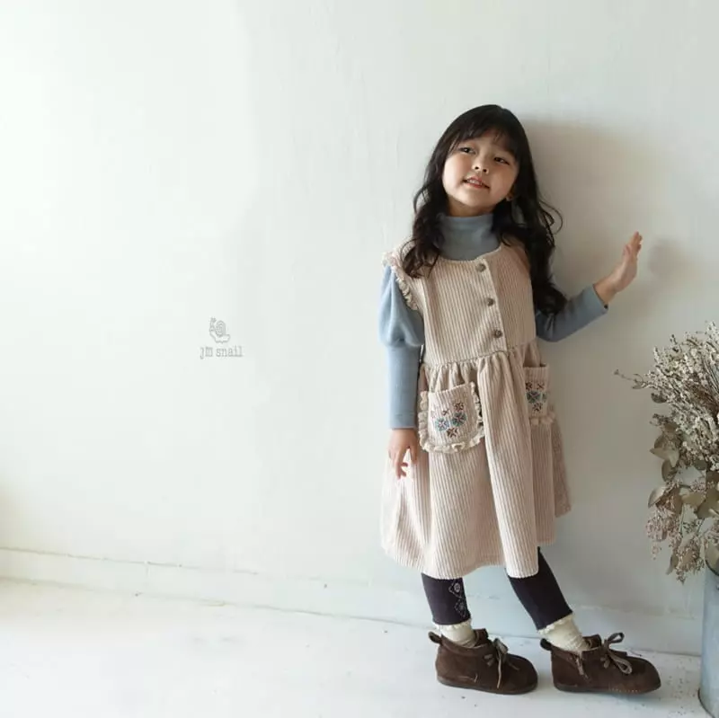 JM Snail - Korean Children Fashion - #minifashionista - Pocket Embroidery One-piece - 2