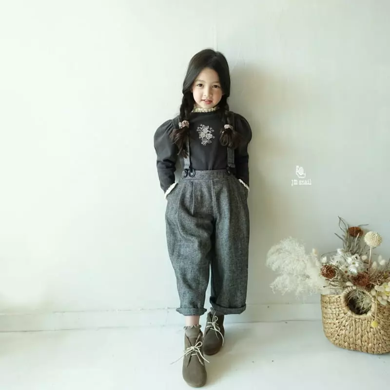 JM Snail - Korean Children Fashion - #todddlerfashion - Flower Embroidery Puff Tee - 8