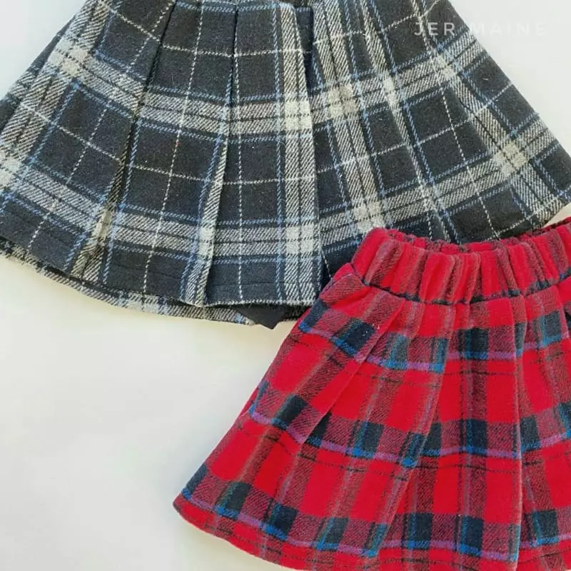 Jermaine - Korean Children Fashion - #Kfashion4kids - Check Fleece Wrinke Skirt - 12