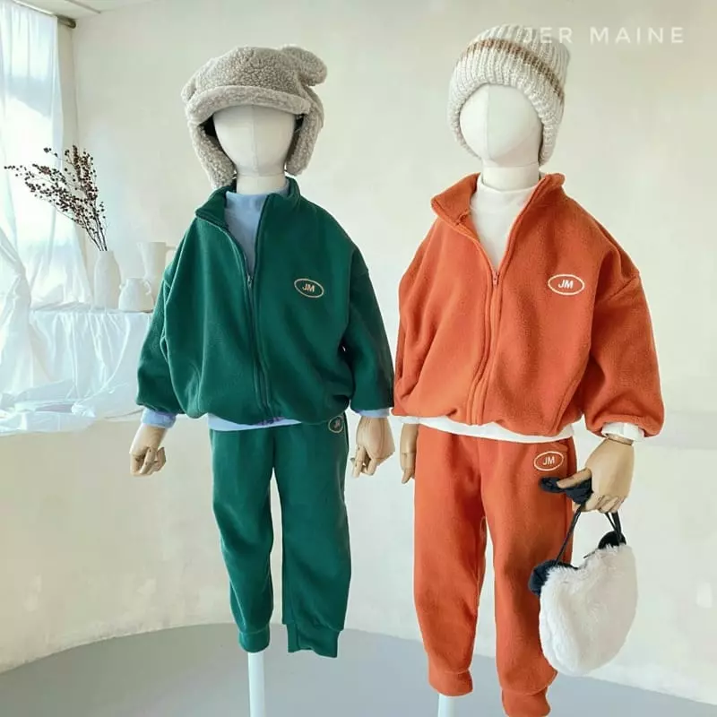 Jermaine - Korean Children Fashion - #Kfashion4kids - Fleece Point Zip-up Set - 5