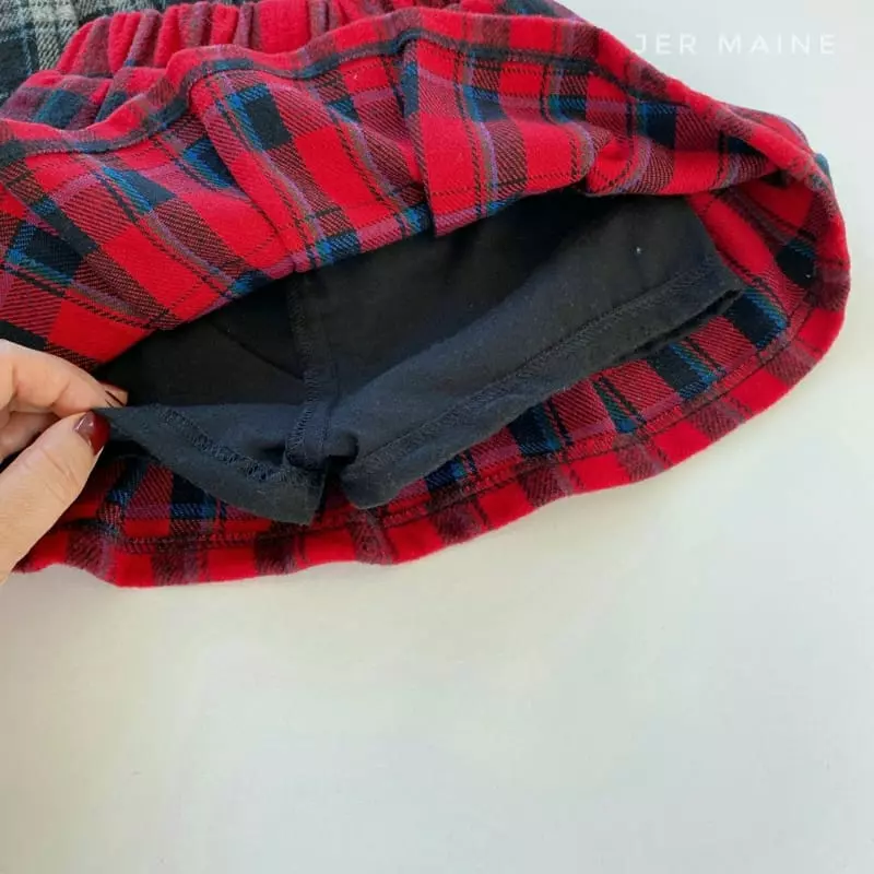 Jermaine - Korean Children Fashion - #kidsstore - Check Fleece Wrinke Skirt - 10