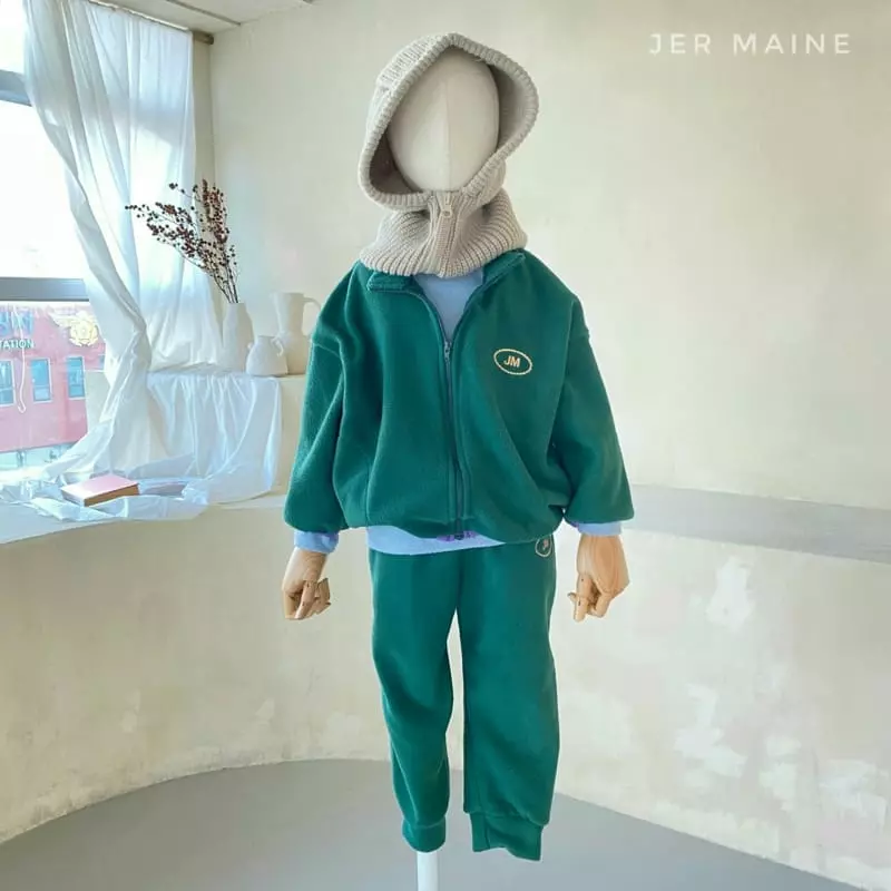 Jermaine - Korean Children Fashion - #kidsstore - Fleece Point Zip-up Set - 3