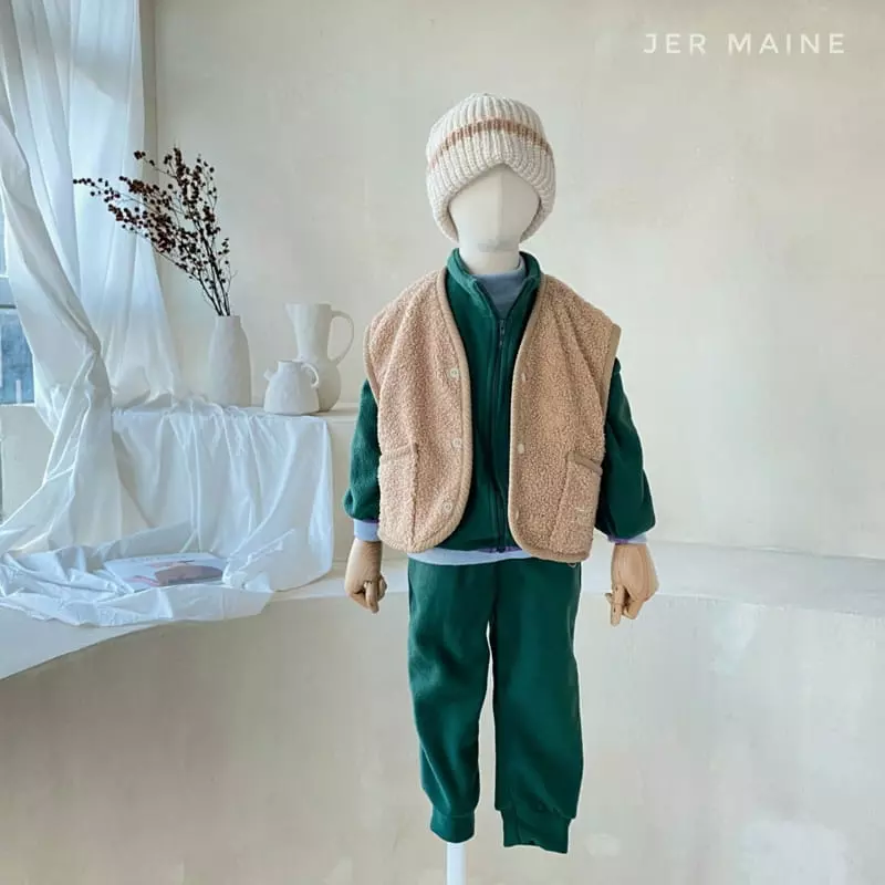 Jermaine - Korean Children Fashion - #kidsstore - Fleece Point Zip-up Set - 4