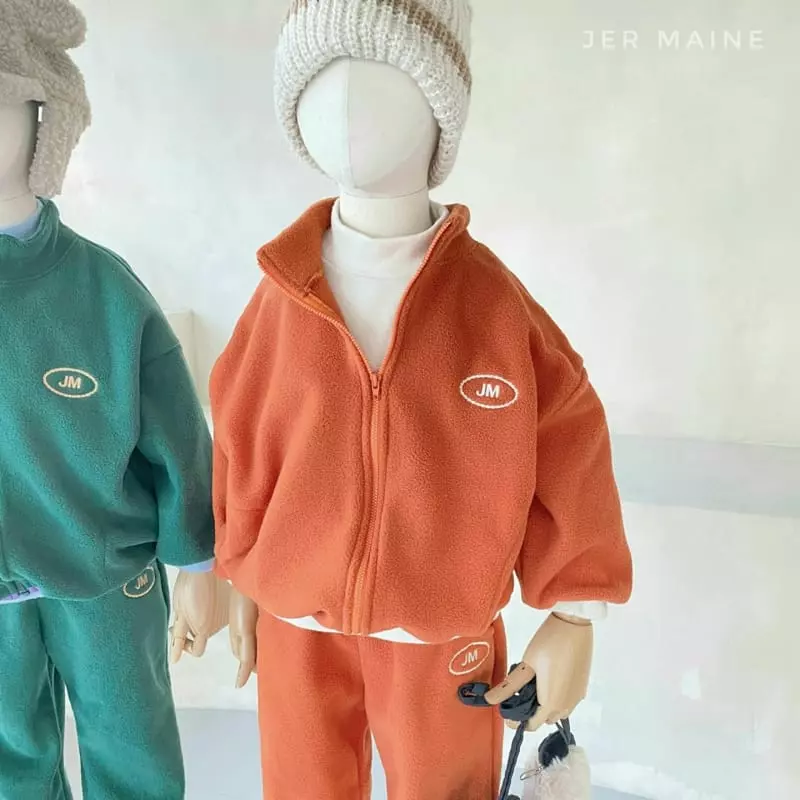 Jermaine - Korean Children Fashion - #littlefashionista - Fleece Point Zip-up Set - 6