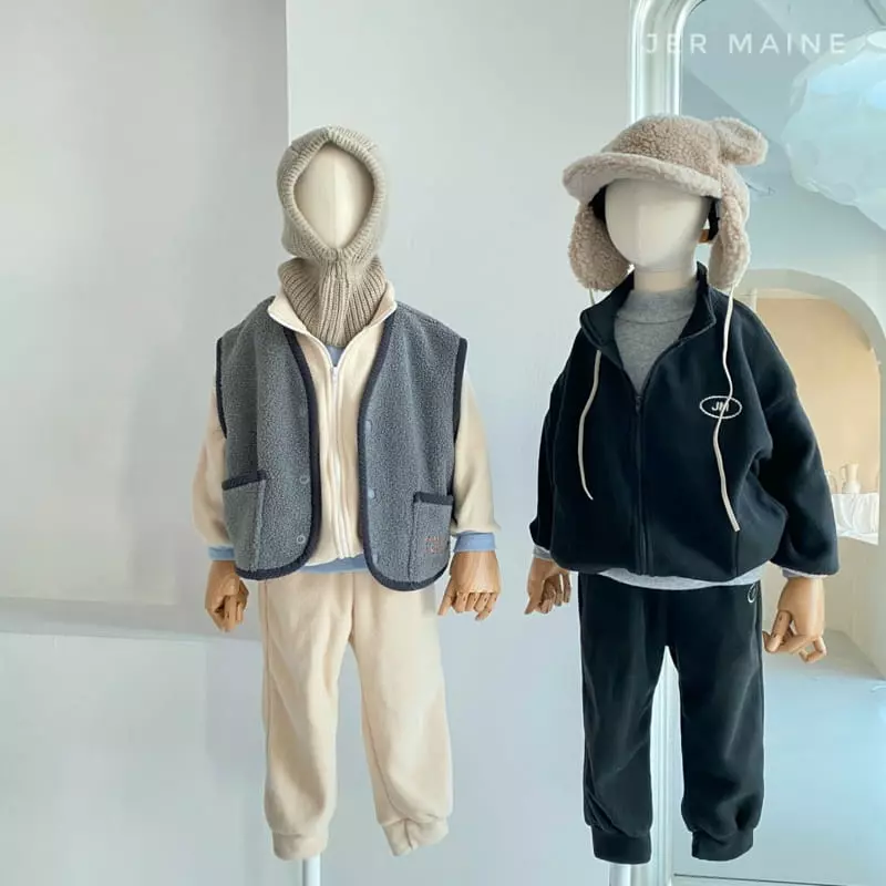 Jermaine - Korean Children Fashion - #magicofchildhood - Fleece Point Zip-up Set - 7