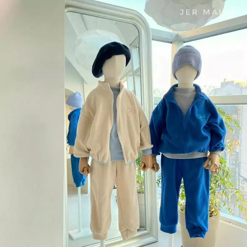 Jermaine - Korean Children Fashion - #todddlerfashion - Fleece Point Zip-up Set - 10