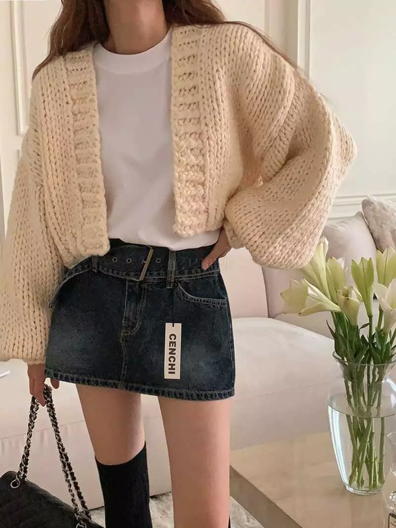 Jkichi - Korean Women Fashion - #womensfashion - Hand Crop Cardigan - 4