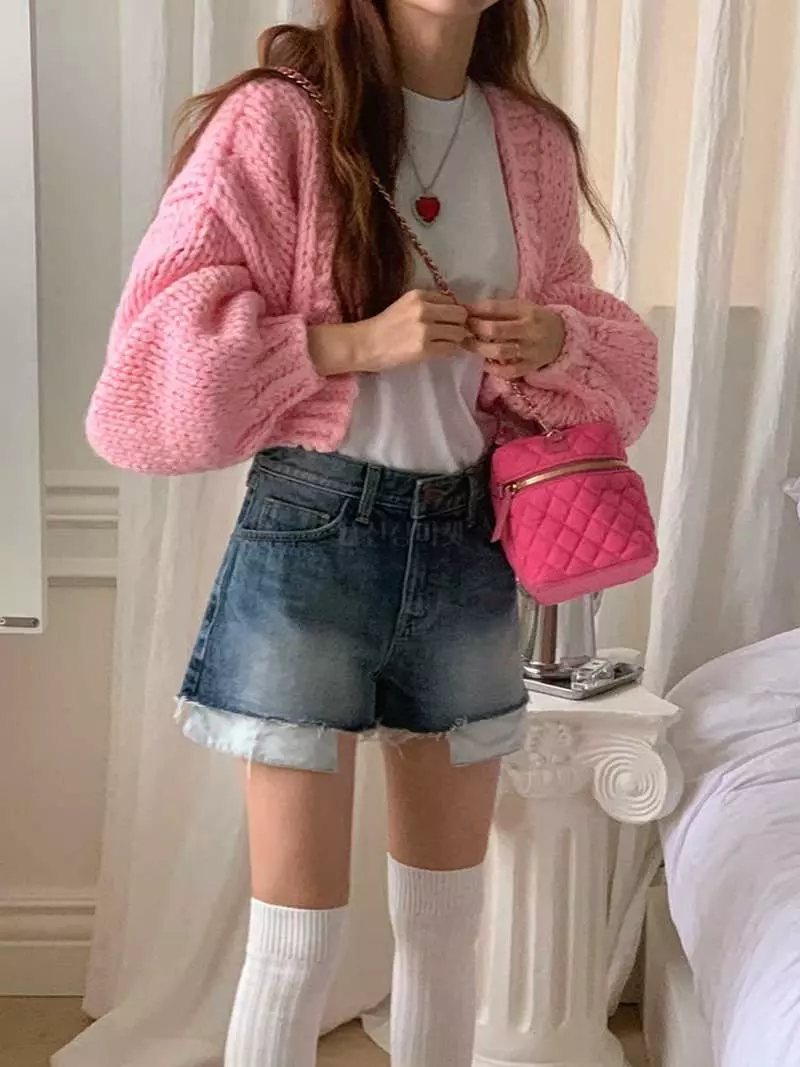 Jkichi - Korean Women Fashion - #momslook - Hand Crop Cardigan - 8