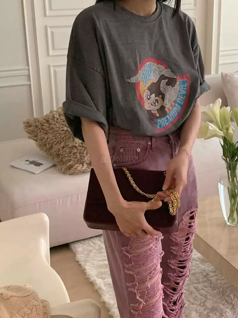 Jkichi - Korean Women Fashion - #momslook - Tez Washing Tee - 6