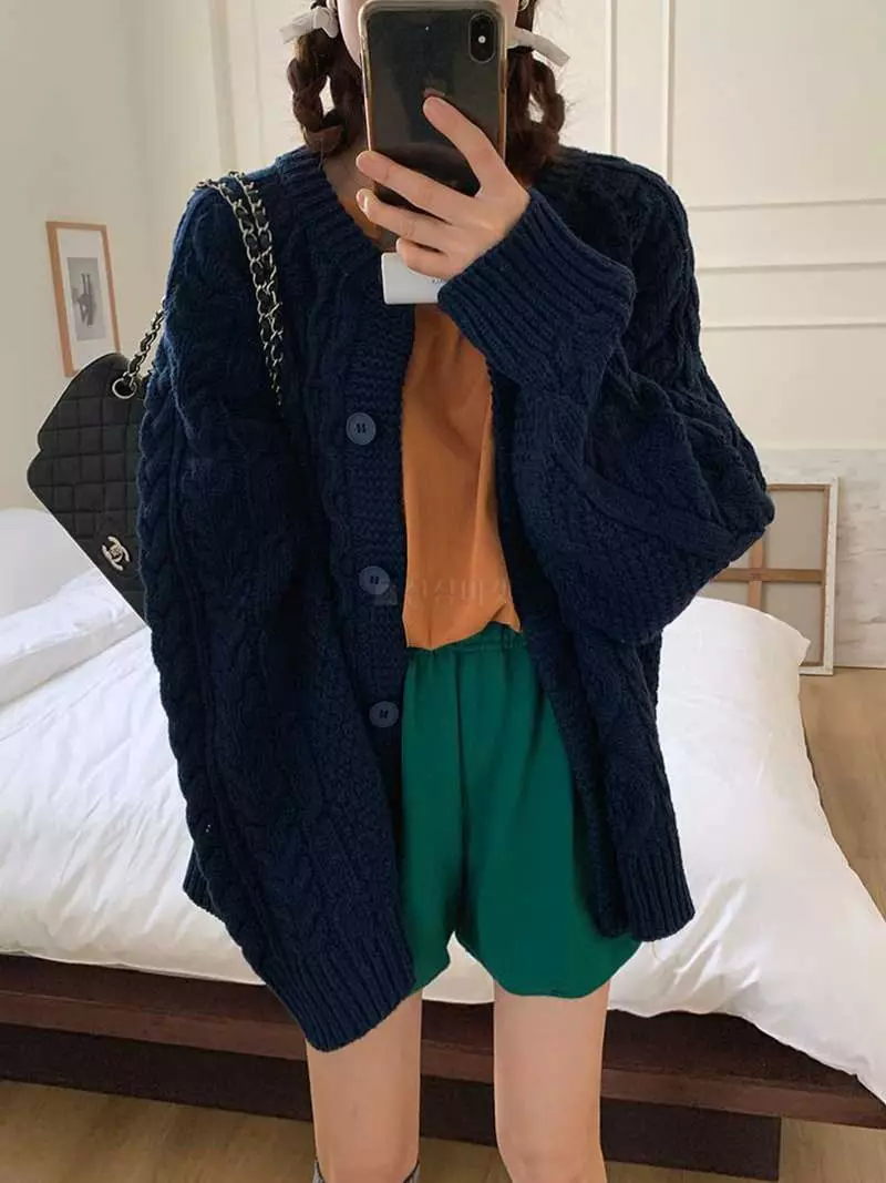 Jkichi - Korean Women Fashion - #momslook - Cable Cardigan