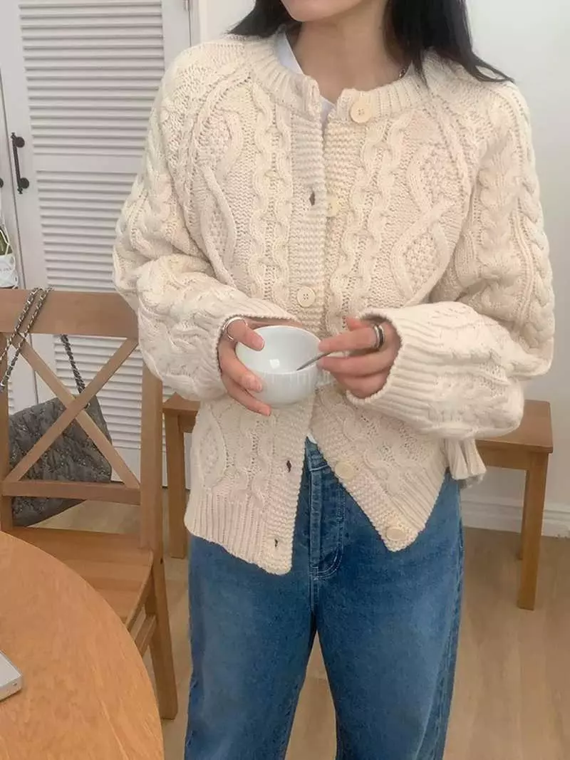 Jkichi - Korean Women Fashion - #momslook - Cable Cardigan - 11