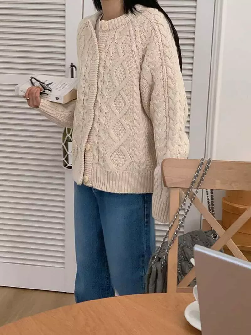 Jkichi - Korean Women Fashion - #momslook - Cable Cardigan - 9