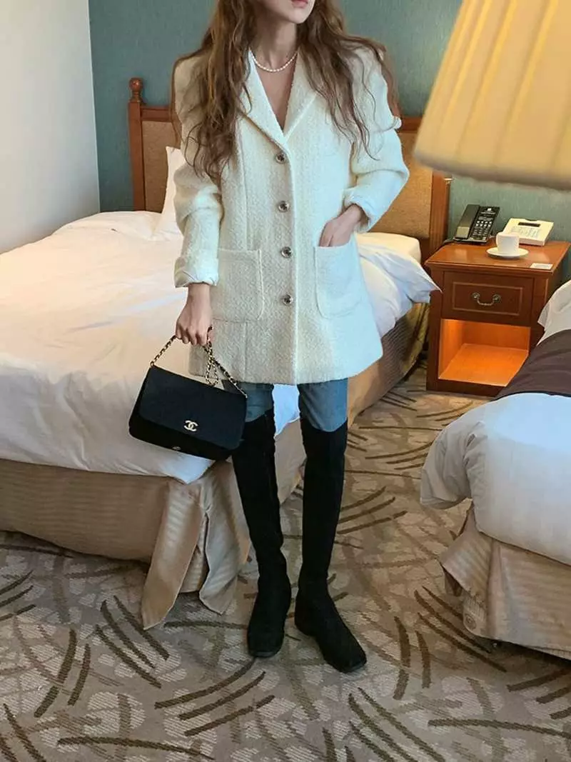 Jkichi - Korean Women Fashion - #restrostyle - Bold Twid  Jacket - 9