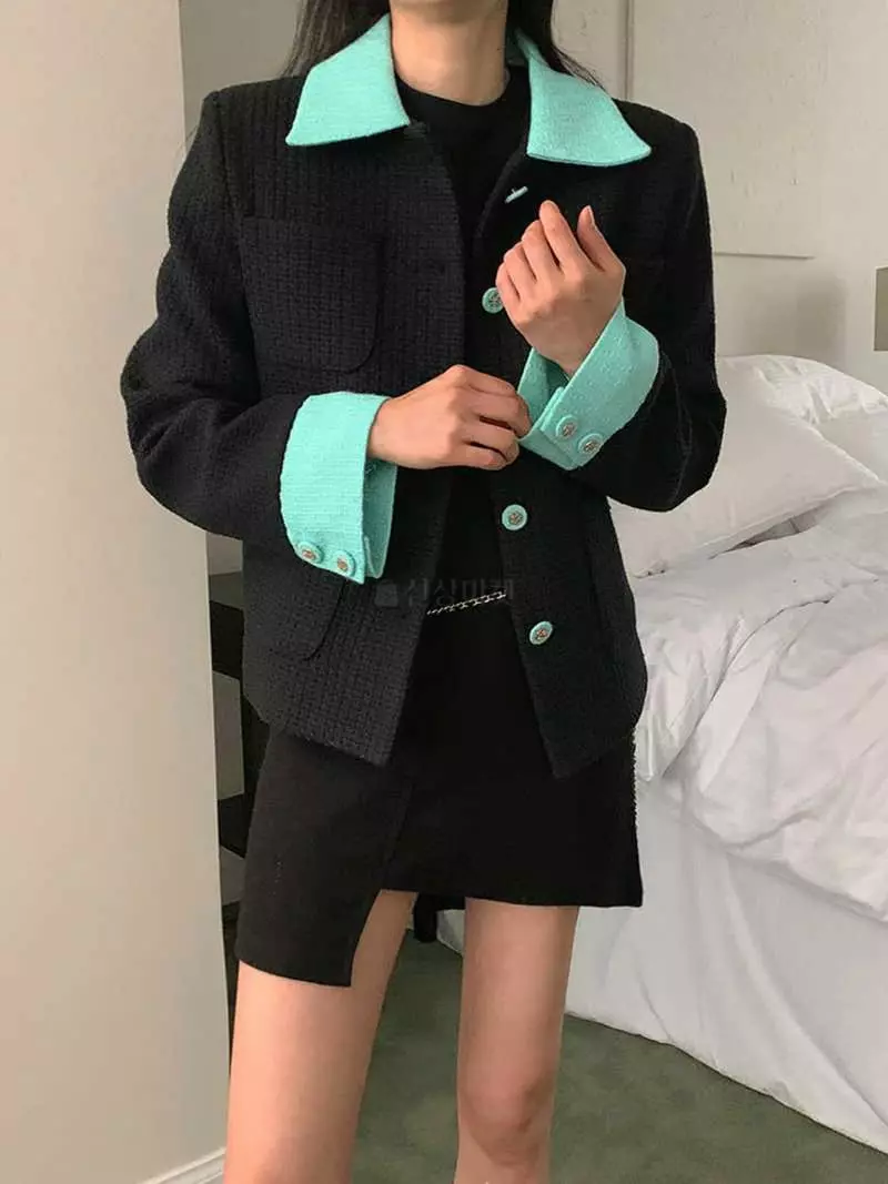 Jkichi - Korean Women Fashion - #restrostyle - Color Twid Jacket - 7