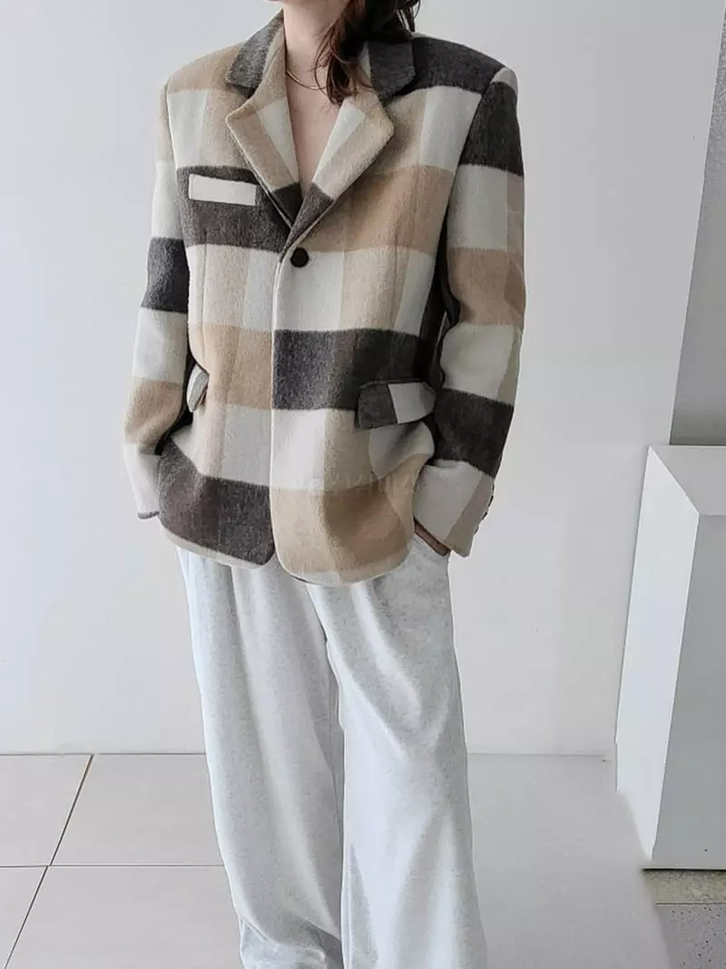 Jshop - Korean Women Fashion - #momslook - Check Jacket - 3
