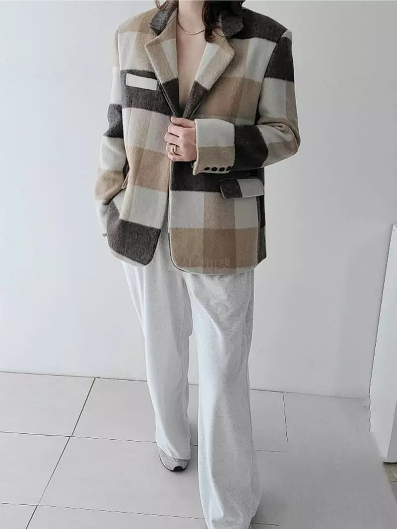 Jshop - Korean Women Fashion - #momslook - Check Jacket - 5