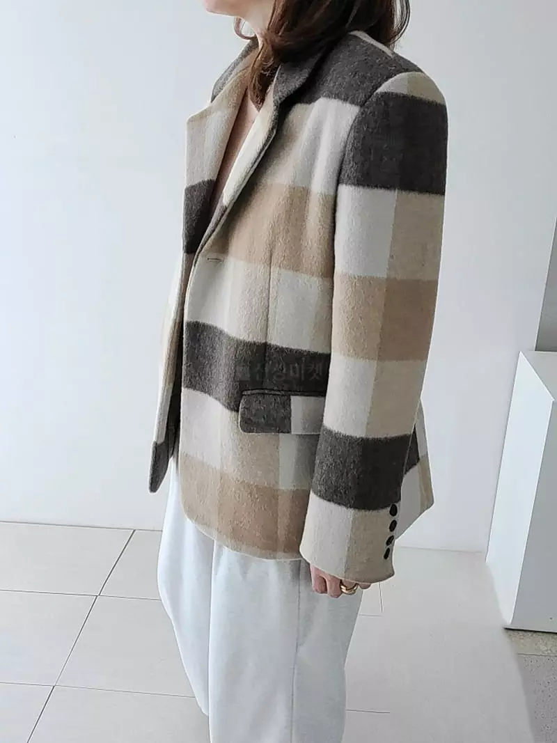 Jshop - Korean Women Fashion - #momslook - Check Jacket - 4