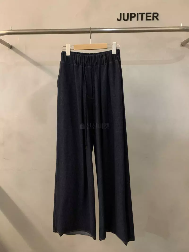 Jupiter - Korean Women Fashion - #restrostyle - Denim Terry Pants - 2