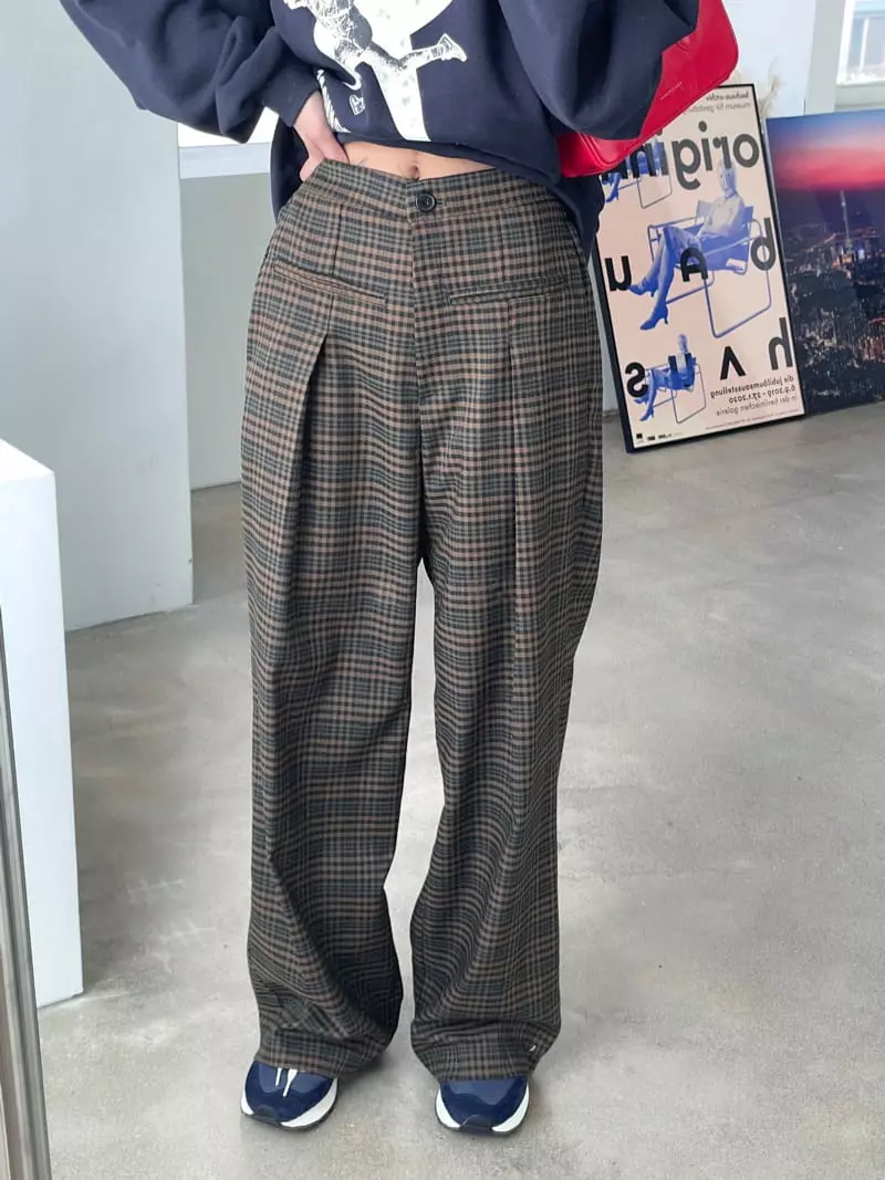Kare - Korean Women Fashion - #momslook - Wrinkle Check Pants - 10