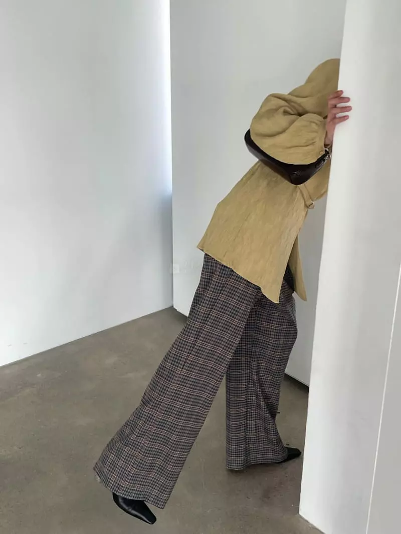 Kare - Korean Women Fashion - #womensfashion - Wrinkle Check Pants - 4