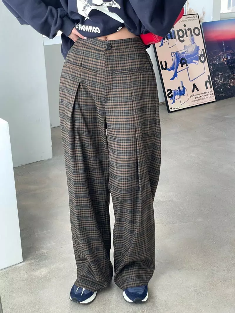 Kare - Korean Women Fashion - #momslook - Wrinkle Check Pants - 6