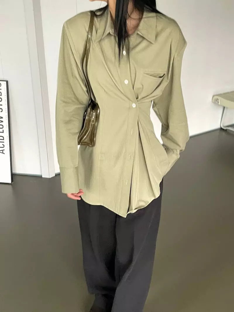 Kare - Korean Women Fashion - #womensfashion - Pad Wrap Shirt
