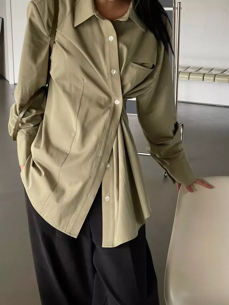 Kare - Korean Women Fashion - #womensfashion - Pad Wrap Shirt - 3