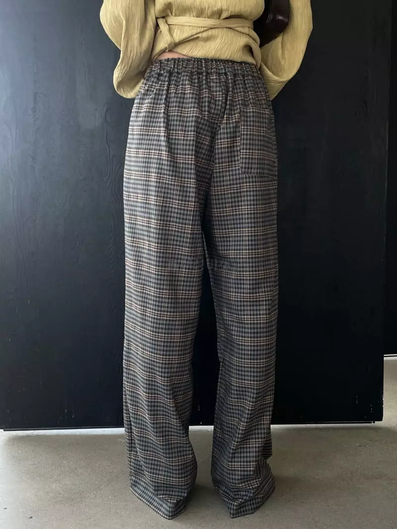 Kare - Korean Women Fashion - #womensfashion - Wrinkle Check Pants