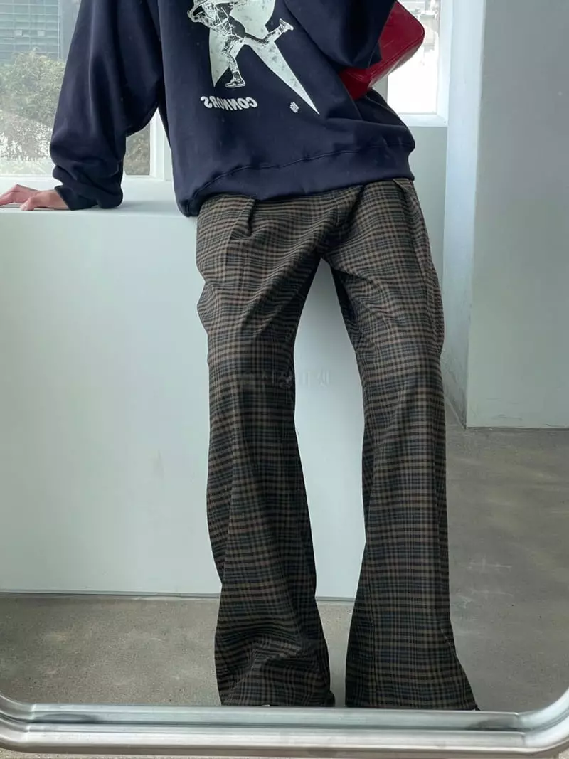 Kare - Korean Women Fashion - #womensfashion - Wrinkle Check Pants - 7