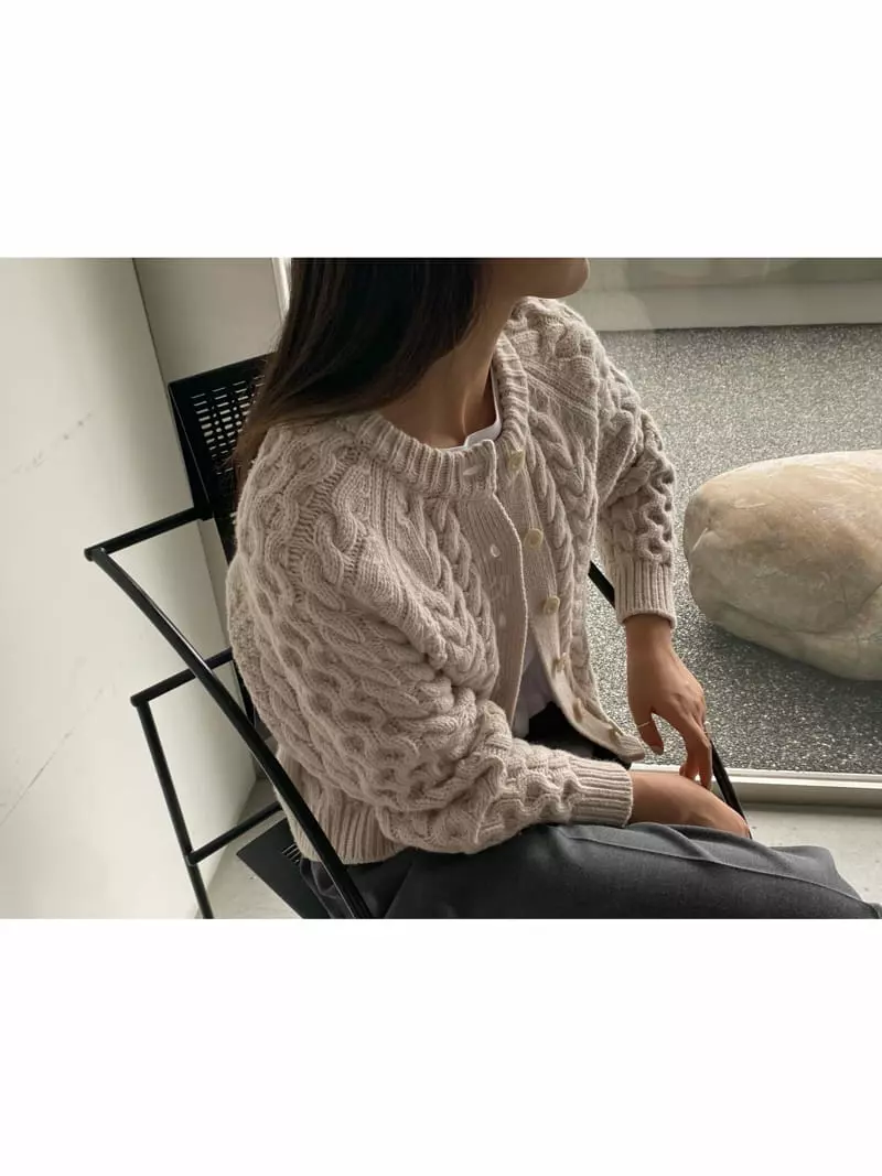 Knock - Korean Women Fashion - #momslook - Cable Cardigan - 3