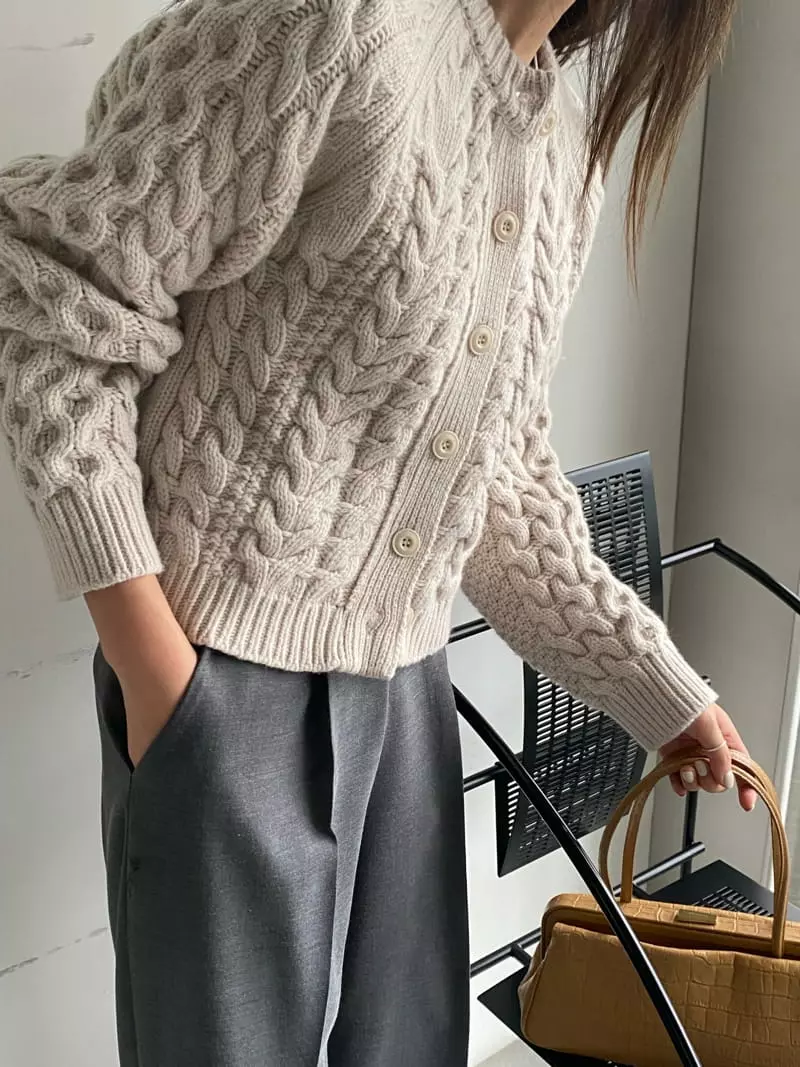 Knock - Korean Women Fashion - #momslook - Cable Cardigan - 5