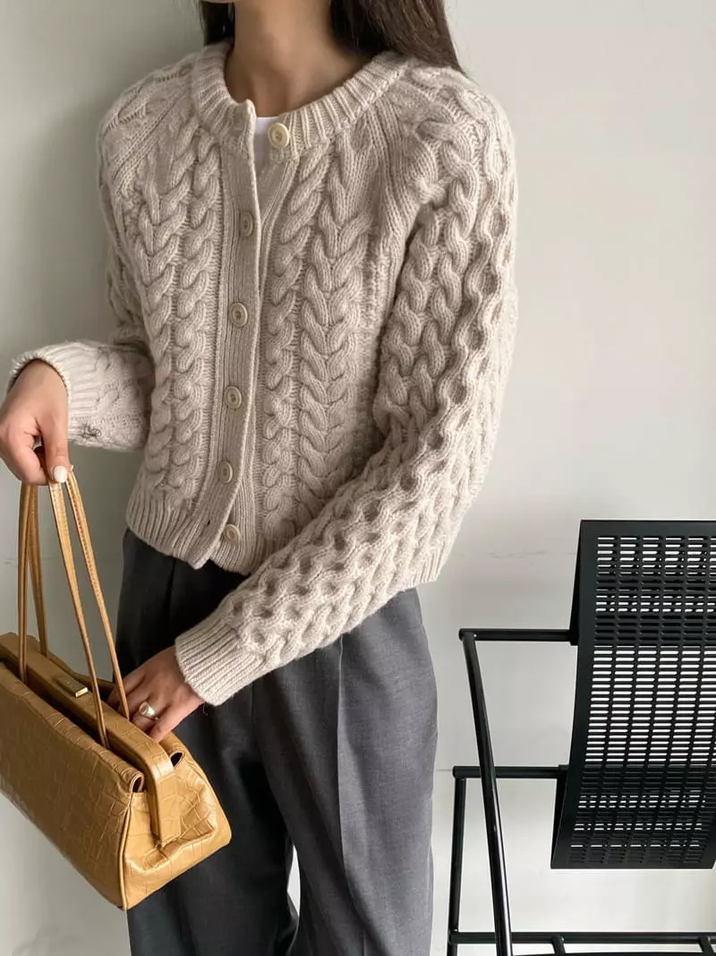 Knock - Korean Women Fashion - #momslook - Cable Cardigan - 4