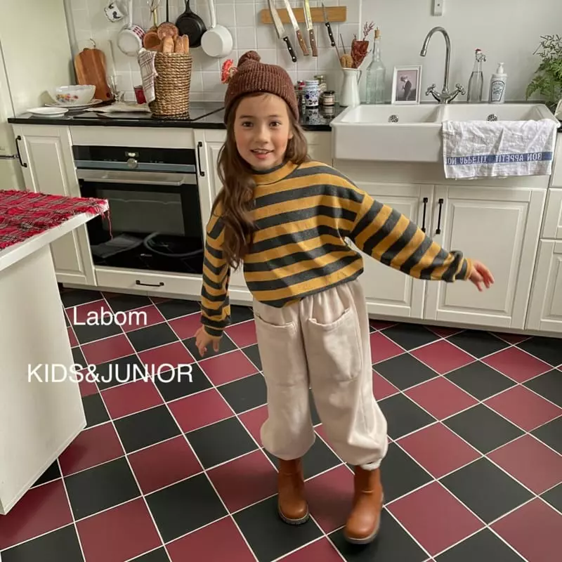 Labom - Korean Children Fashion - #childofig - Loose Stripes Turtleneck Tee - 3