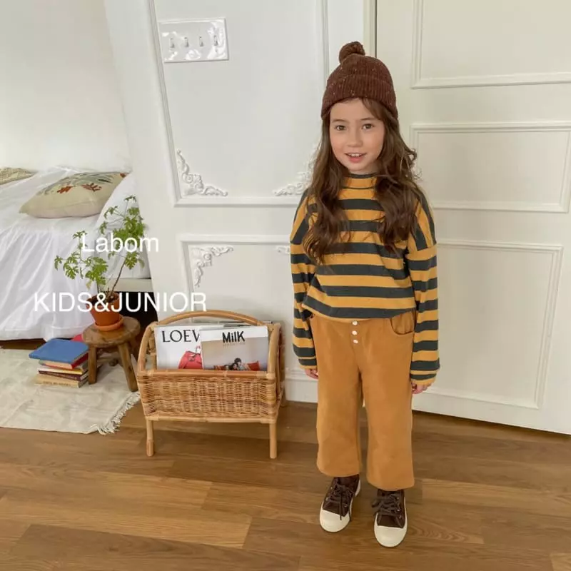Labom - Korean Children Fashion - #childofig - Loose Stripes Turtleneck Tee - 4