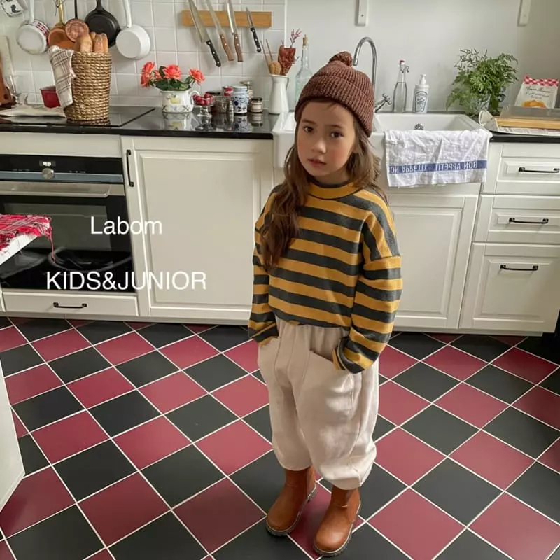 Labom - Korean Children Fashion - #stylishchildhood - Loose Stripes Turtleneck Tee - 2