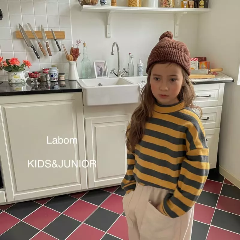 Labom - Korean Children Fashion - #toddlerclothing - Loose Stripes Turtleneck Tee