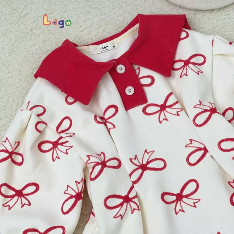 Lago - Korean Children Fashion - #Kfashion4kids - Ribbon Collar One-piece - 2