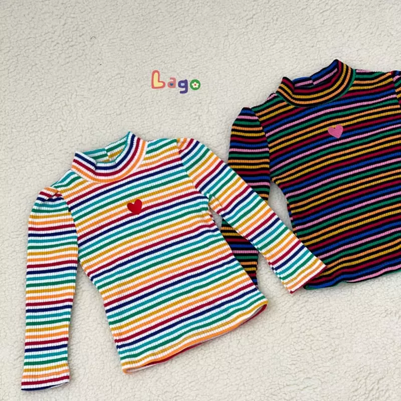 Lago - Korean Children Fashion - #discoveringself - Heart Stripes Tee