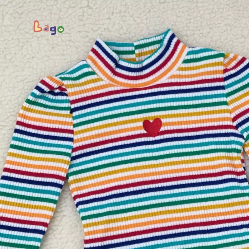 Lago - Korean Children Fashion - #fashionkids - Heart Stripes Tee - 2