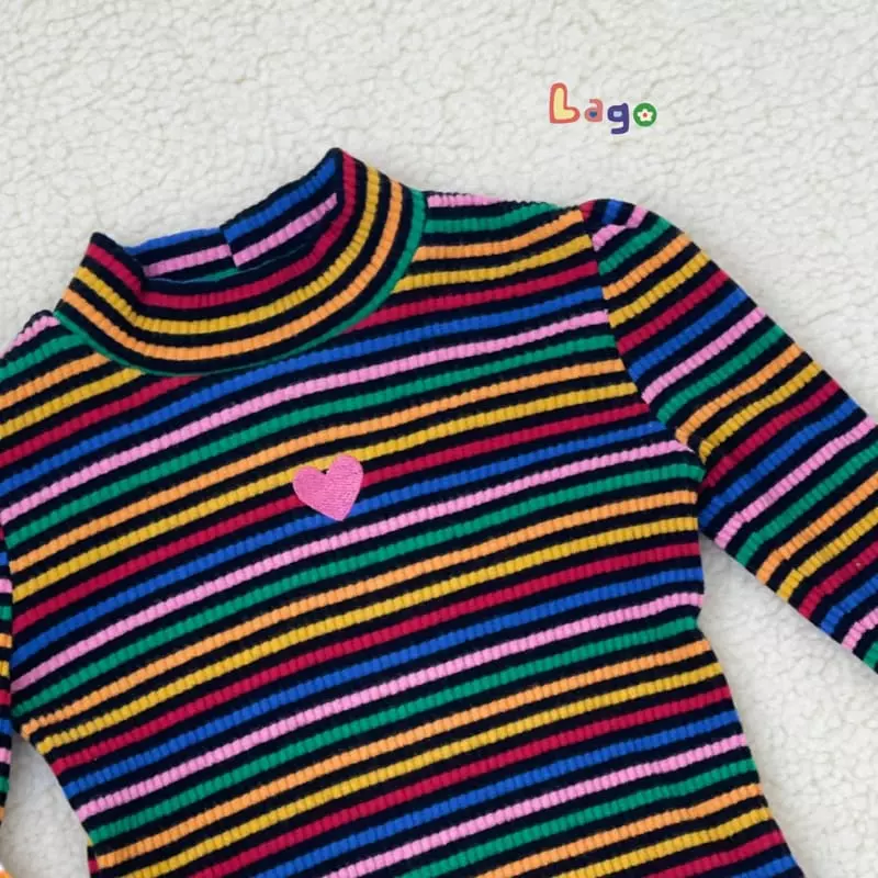 Lago - Korean Children Fashion - #kidsshorts - Heart Stripes Tee - 3