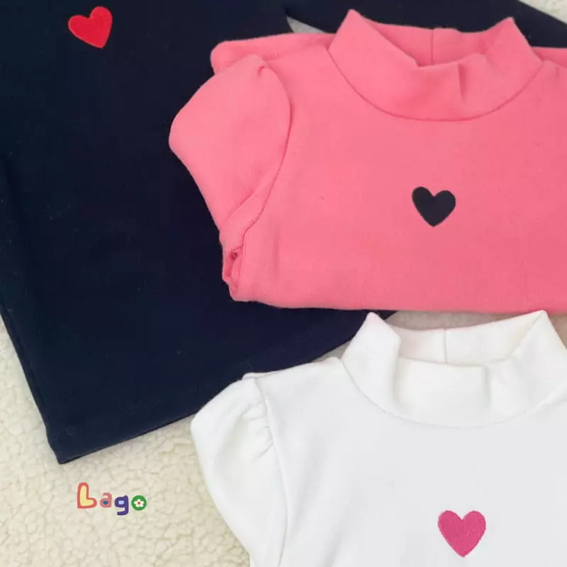 Lago - Korean Children Fashion - #kidsstore - Heart Turtleneck Tee - 3